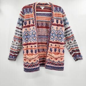 Sundance Multicolor Southwestern Print Open Front Knit Cardigan Women's Size S